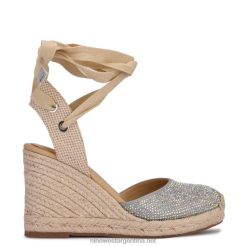 ante gris brillo sandalias con cuña tipo alpargata cruzada en el tobillo de friend Nine West 0DDT0796