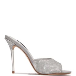 ante gris brillo sandalias con tacón divas Nine West 0DDT0405