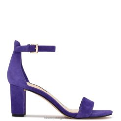 ante morado sandalias de tacón cuadrado con correa en el tobillo Nine West 0DDT0469