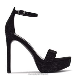 ante negro brillante sandalias con plataforma Nine West 0DDT0590