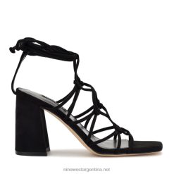 ante negro sandalias con diseño cruzado en el tobillo Nine West 0DDT0839