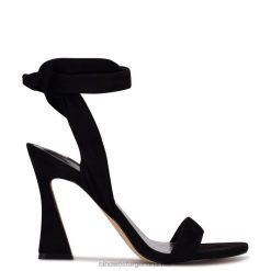 ante negro sandalias de tacón cruzadas en el tobillo Kelsie Nine West 0DDT02038