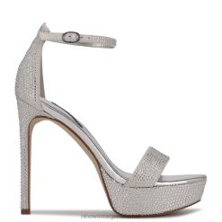 ante plateado brillante sandalias con plataforma Nine West 0DDT0588