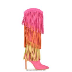 ante rosa/naranja/amarillo botas de tacón con borlas Nine West 0DDT0918