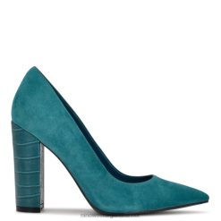 ante verde azulado/cocodrilo en relieve bombas de vestir de poder Nine West 0DDT0934