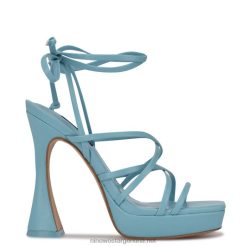 azul sandalias ailey con plataforma cruzada en el tobillo Nine West 0DDT01018