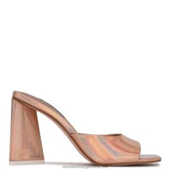 beige iridiscente sandalias con tacón yougo Nine West 0DDT01900
