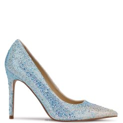 blanco iridiscente zapatos de tacón puntiagudos con diamantes de imitación frescos Nine West 0DDT01690