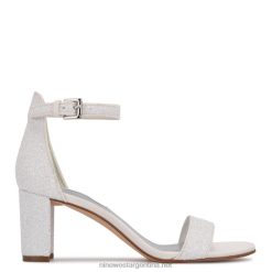 brillo de perlas sandalias de tacón cuadrado con correa en el tobillo Nine West 0DDT0527