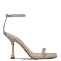 brillo dorado sandalias con correa en el tobillo Nine West 0DDT0416