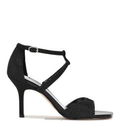 brillo negro sandalias de tacón suspiros Nine West 0DDT0444