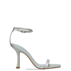 brillo plateado sandalias con correa en el tobillo Nine West 0DDT0410