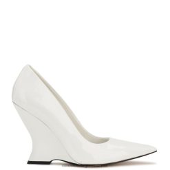 charol blanco cuñas puntiagudas eaava Nine West 0DDT01136