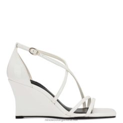 charol blanco sandalias con cuña rolga Nine West 0DDT0769