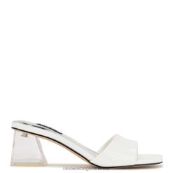 charol blanco sandalias con tacón de roble Nine West 0DDT0362