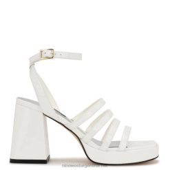 charol blanco sandalias Teriss con tiras y plataforma Nine West 0DDT0279