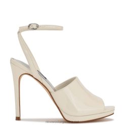 charol crema chic sandalias con correa al tobillo Nine West 0DDT01778