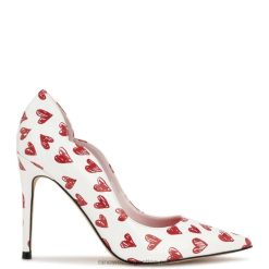 charol estampado corazón blanco/rojo zapatos de tacón foxy con punta en punta Nine West 0DDT01265