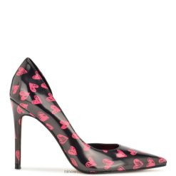 charol estampado corazón negro/rojo zapatos de salón con puntera en punta folowe d'orsay Nine West 0DDT01266