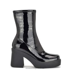 charol negro botines con plataforma y tacón gerri Nine West 0DDT02921