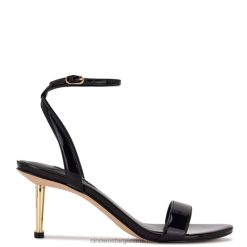charol negro sandalias anny con correa en el tobillo Nine West 0DDT01866