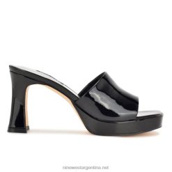 charol negro sandalias con plataforma beez Nine West 0DDT0158
