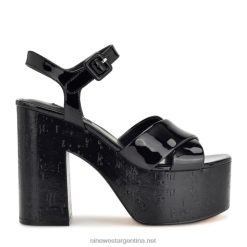 charol negro sandalias con plataforma rilay Nine West 0DDT0159
