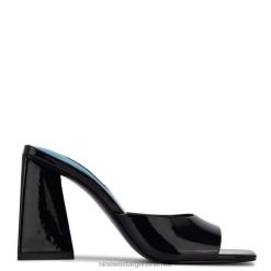 charol negro sandalias con tacón yougo Nine West 0DDT0496