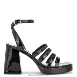 charol negro sandalias Teriss con tiras y plataforma Nine West 0DDT0282