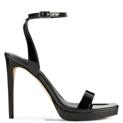 charol negro sandalias zadie con correa en el tobillo Nine West 0DDT0436