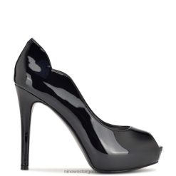 charol negro zapatos de tacón peep toe hilare Nine West 0DDT01304