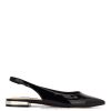 charol negro zapatos planos con puntera en punta lucee slingback Nine West 0DDT01112