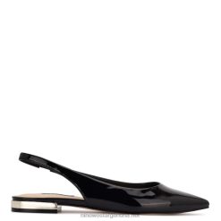 charol negro zapatos planos con puntera en punta lucee slingback Nine West 0DDT01112