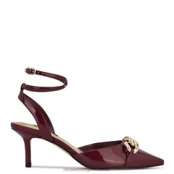charol rojo oscuro zapatillas arnice con puntera en punta Nine West 0DDT01178