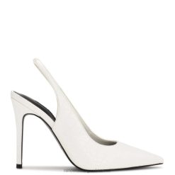 cocodrilo blanco repujado zapatos de tacón destalonados con punta de plumas Nine West 0DDT01087