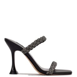 cristal negro sandalias con tacón y cremallera Nine West 0DDT01809