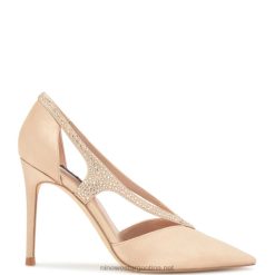 cristal satinado desnudo zapatos de tacón de fantasía con punta en punta Nine West 0DDT01276