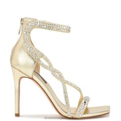 cristal satinado dorado sandalias de tacón talla Nine West 0DDT01788