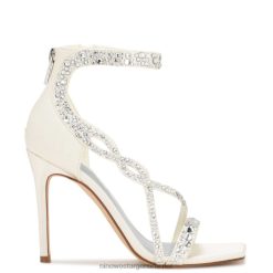 cristal satinado marfil sandalias de tacón talla Nine West 0DDT01787