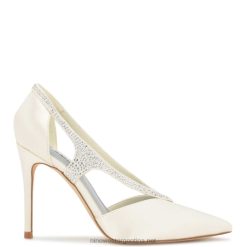 cristal satinado marfil zapatos de tacón de fantasía con punta en punta Nine West 0DDT01275