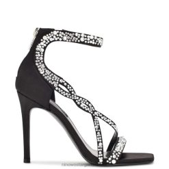 cristal satinado negro sandalias de tacón talla Nine West 0DDT01789