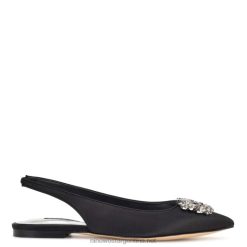 cristal satinado negro zapatos planos con tira trasera ostentosos Nine West 0DDT02309