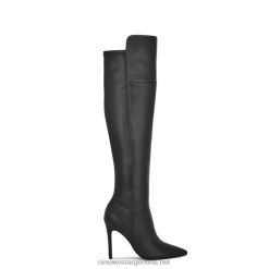 cuero negro forbs botas de tacón por encima de la rodilla Nine West 0DDT01698