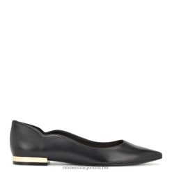 cuero negro Lovlady zapatos planos con punta puntiaguda Nine West 0DDT02299