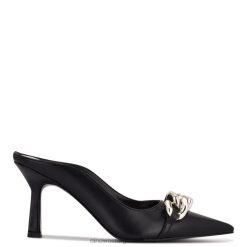 cuero negro mules Sauci con tacón Nine West 0DDT02231