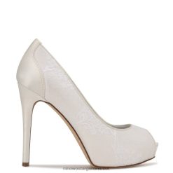 encaje blanco zapatos de tacón con plataforma peep toe hizzia Nine West 0DDT01469