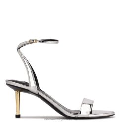 espejo plateado metalizado sandalias anny con correa en el tobillo Nine West 0DDT01864
