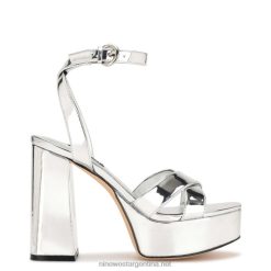 espejo plateado metalizado sandalias joya con plataforma Nine West 0DDT0453