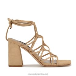 gamuza bronceada sandalias con diseño cruzado en el tobillo Nine West 0DDT0837