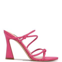 gamuza rosa impactante sandalias Kims con tacón Nine West 0DDT02033